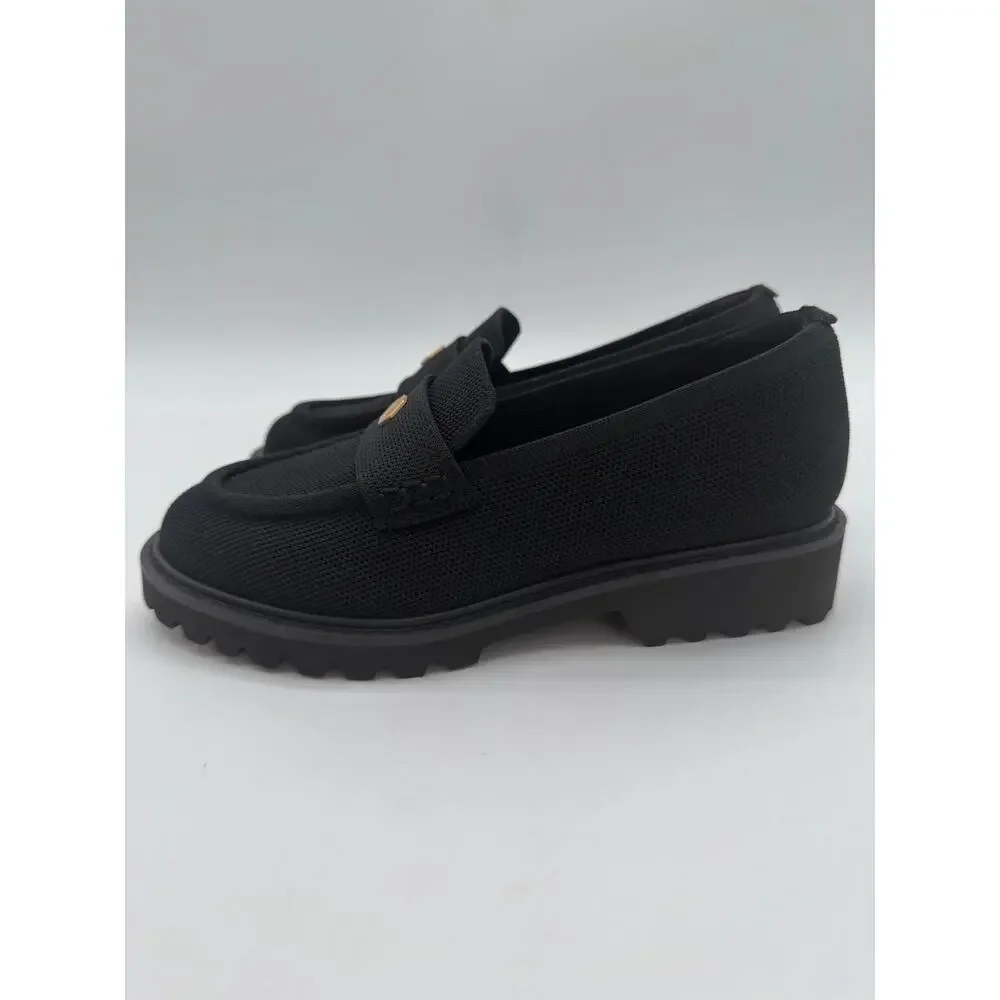 Vivaia Francesca Platform Chunky Heel Penny Minimalist Preppy Black Loafer 7